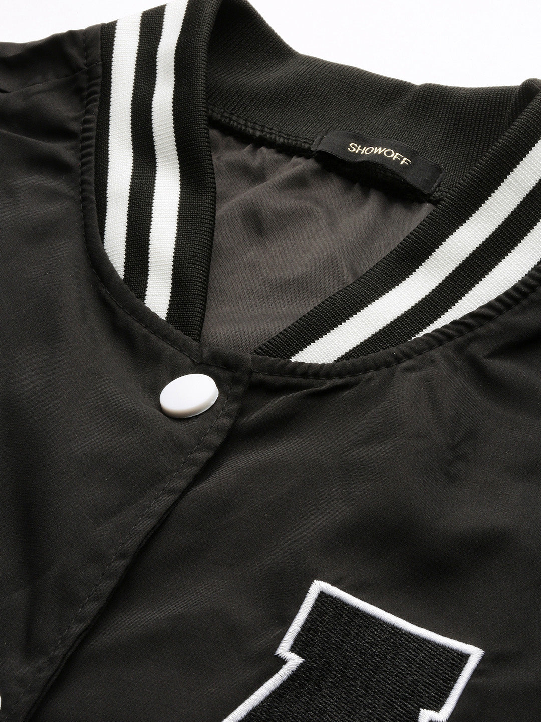 Women's Black Windcheater Crop Bomber Jacket