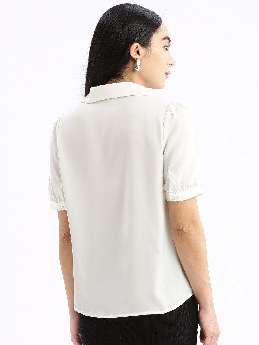 Women's White Standard Slim Fit Opaque Casual Shirt