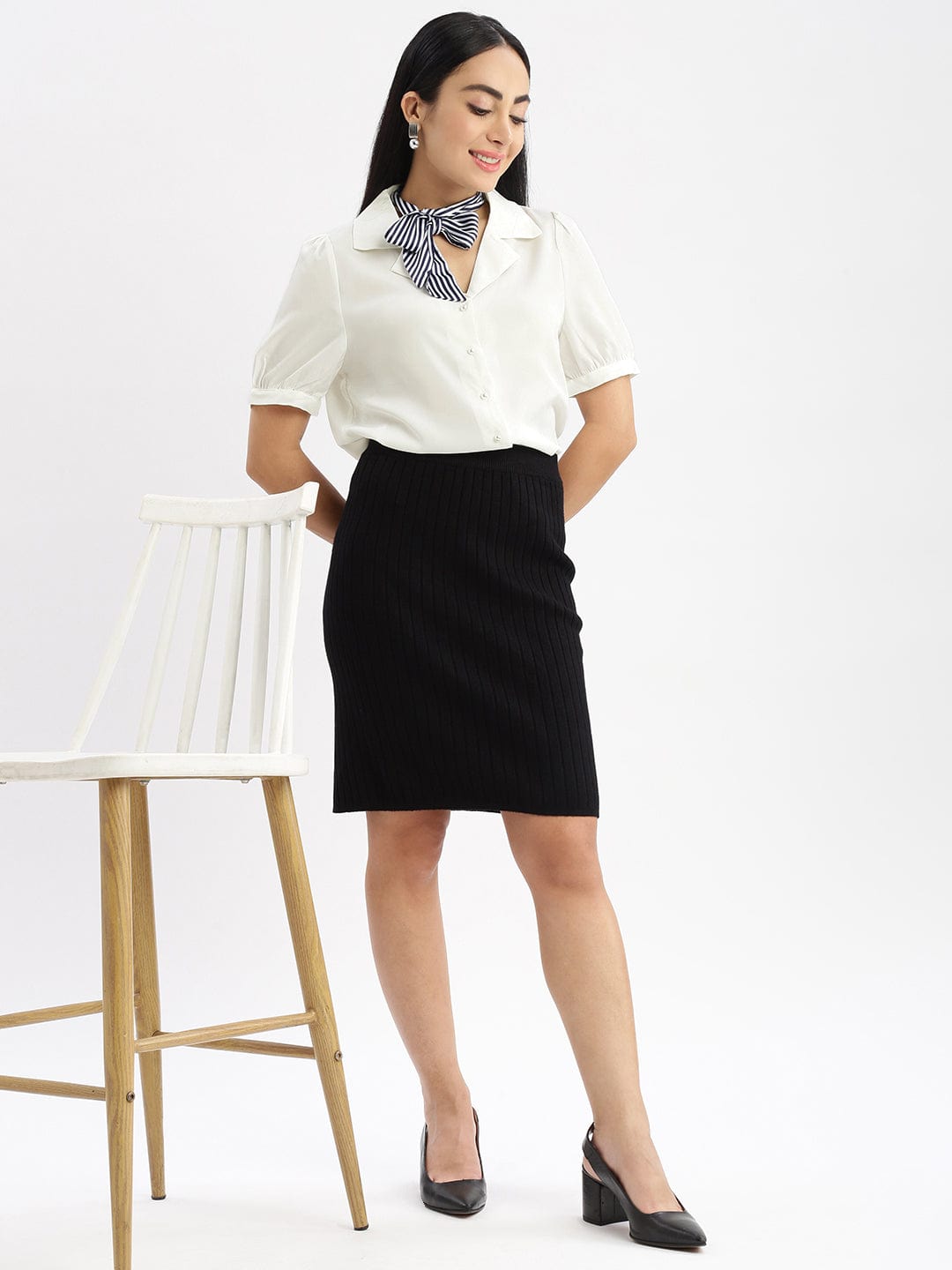 Women's White Standard Slim Fit Opaque Casual Shirt