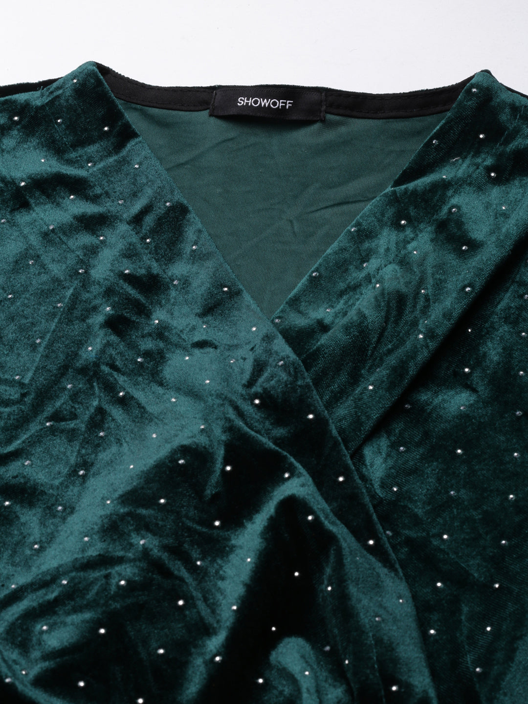 Women's Embellished Green A-Line Dress