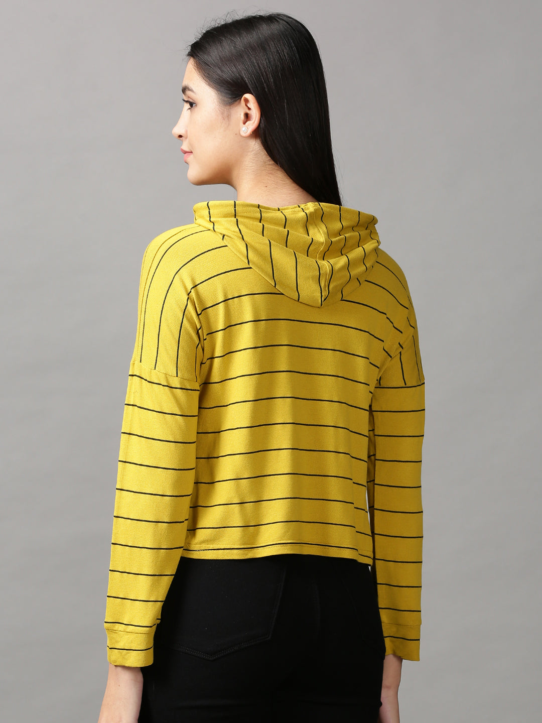 Women's Mustard Striped Crop Top