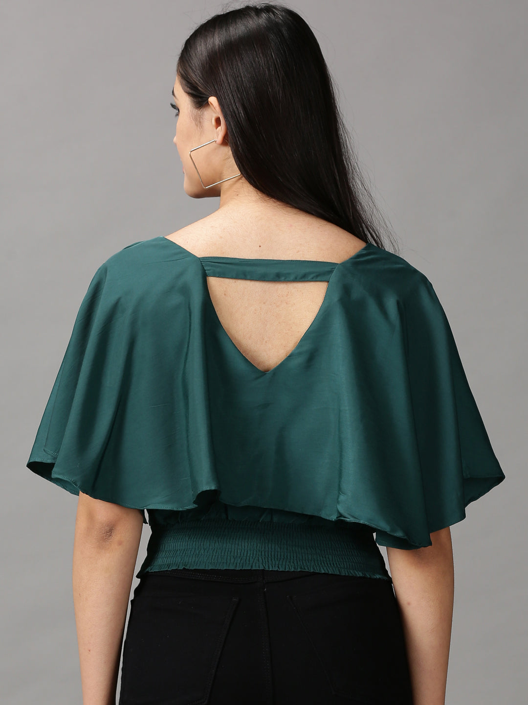 Women's Green Blouson Top