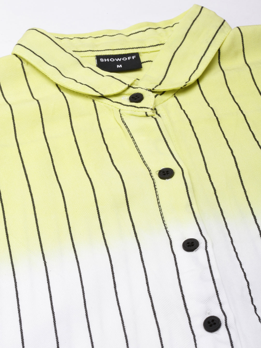 Women's Yellow Vertical Striped Cotton Casual Shirt