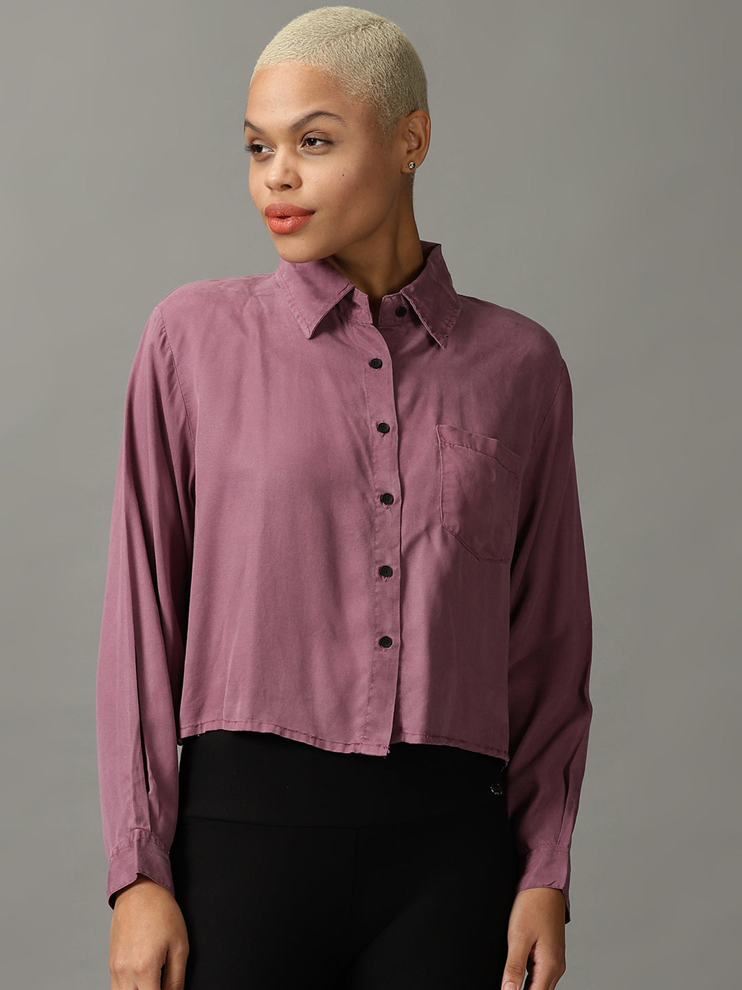 Women's Violet Spread Collar Casual Shirt