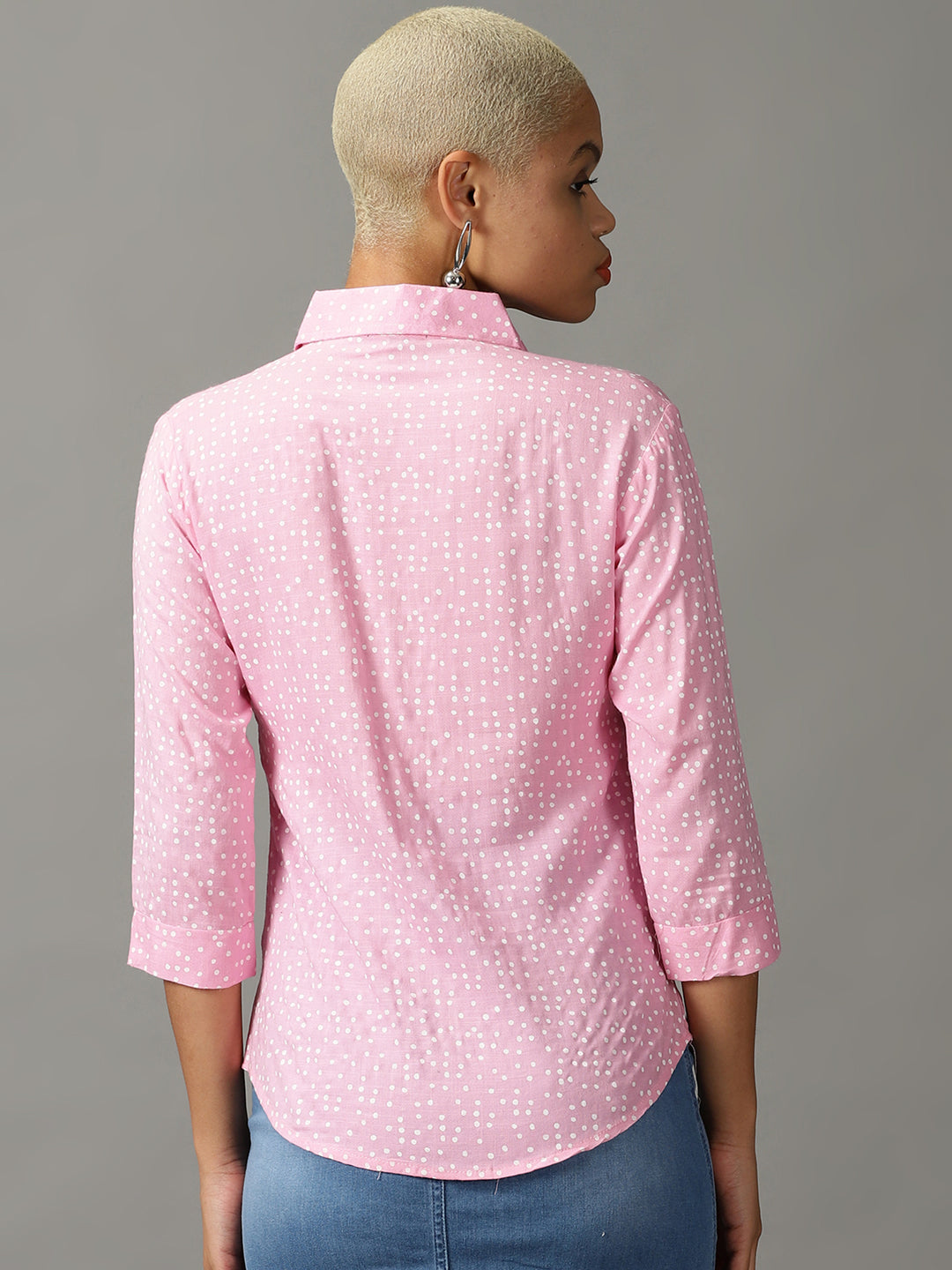 Women's Pink Printed Casual Shirt