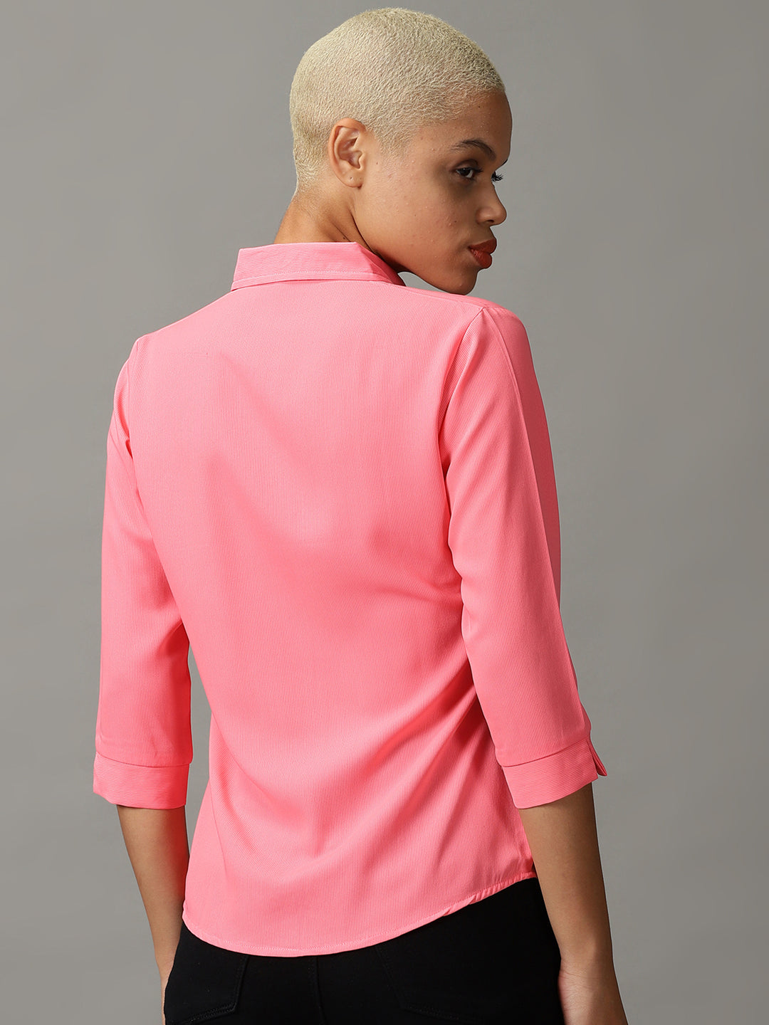 Women's Pink Spread Collar Casual Shirt