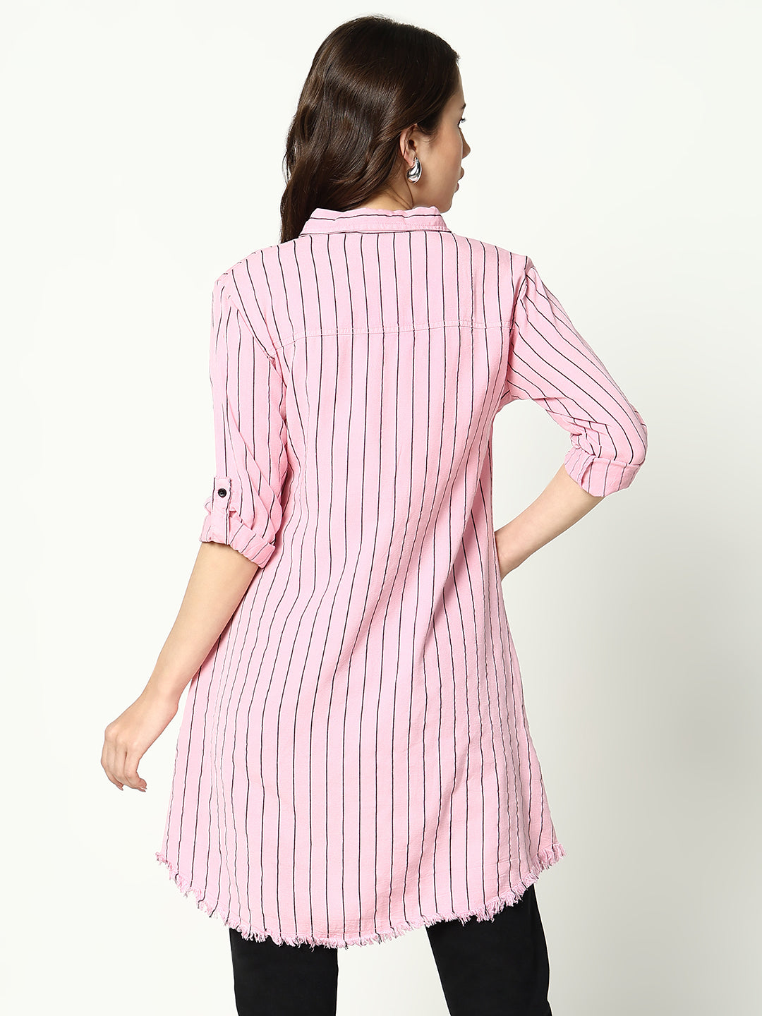 Women's Pink Striped Casual Shirt