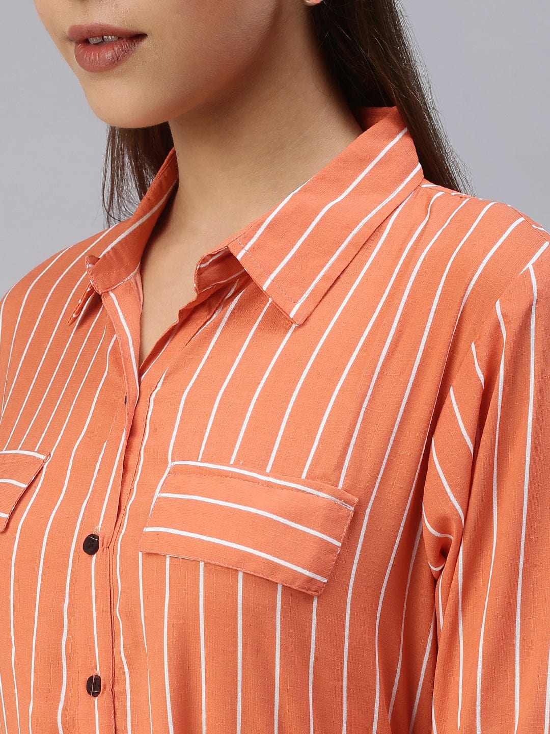 Women's Casual Printed Fit and Flare Orange Dress