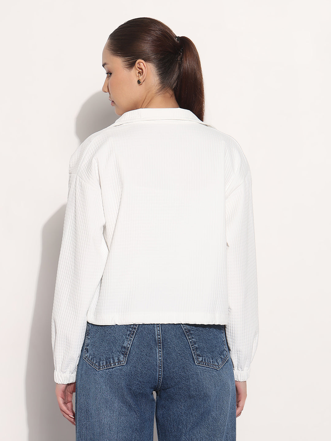 Women's White Shirt Collar Jacket