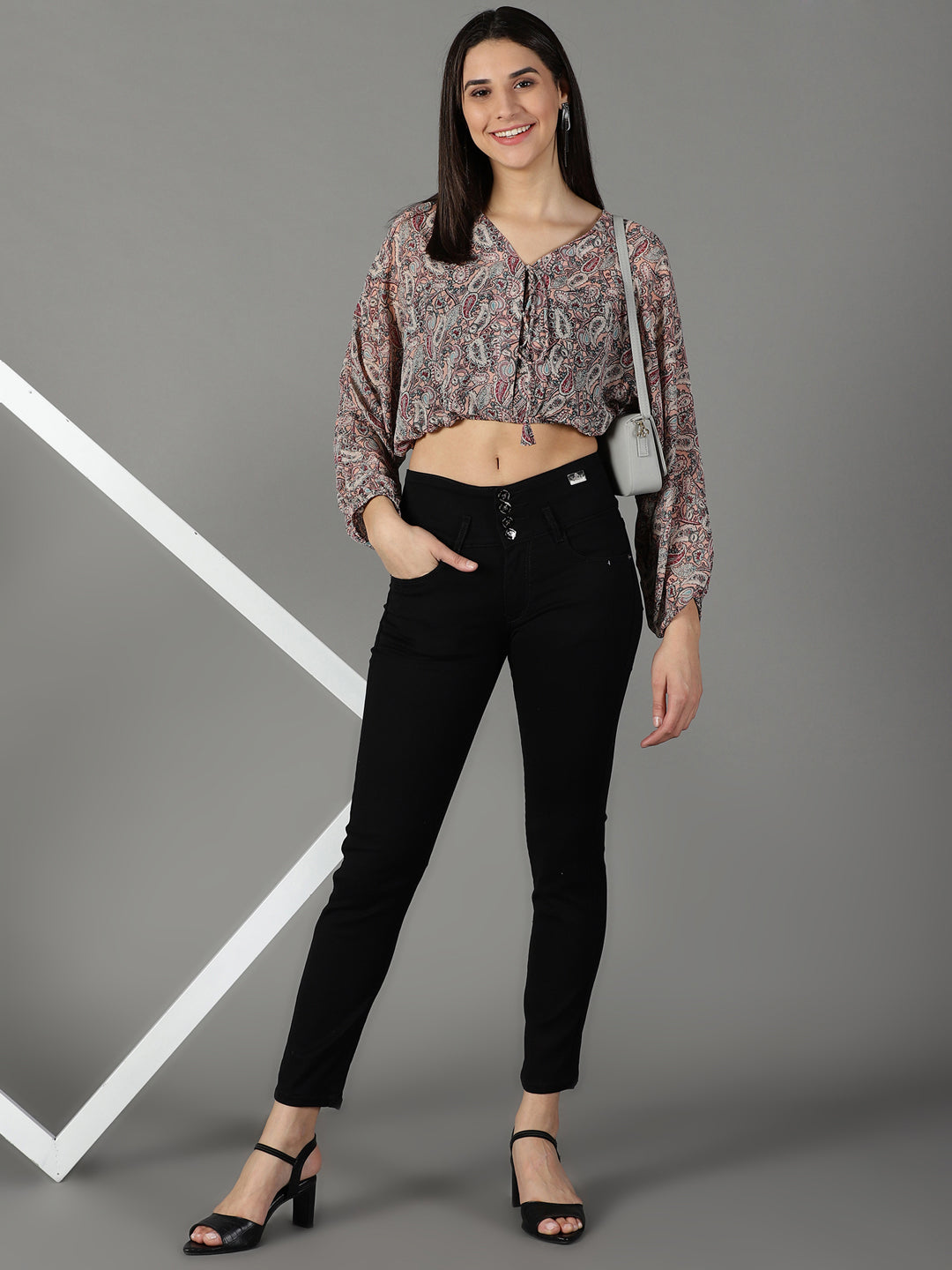 Women's Black Mid-Rise Stretchable Cotton Jeans