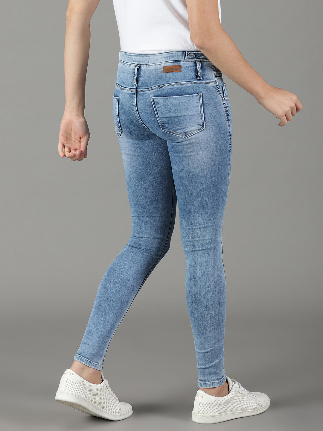 Women's Blue Super Skinny Fit Heavy Fade Acid Wash Stretchable Cotton Jeans