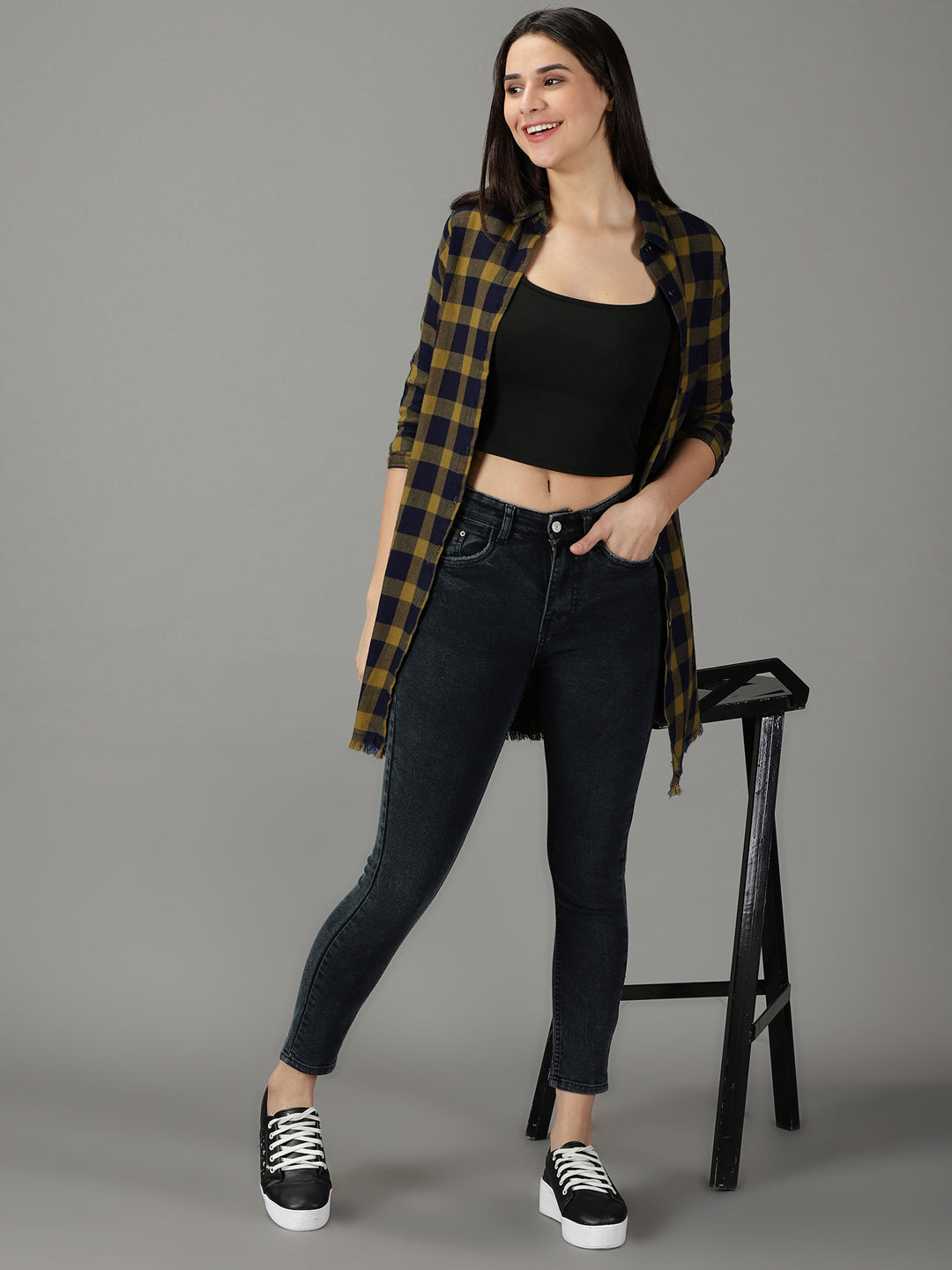 Women's Black Slim Fit High-Rise Acid Wash Stretchable Cotton Jeans