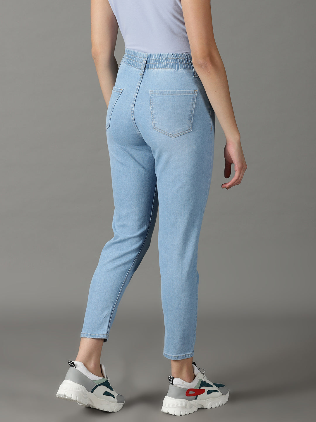 Women's Blue Boyfriend Fit High-Rise Stretchable Jeans