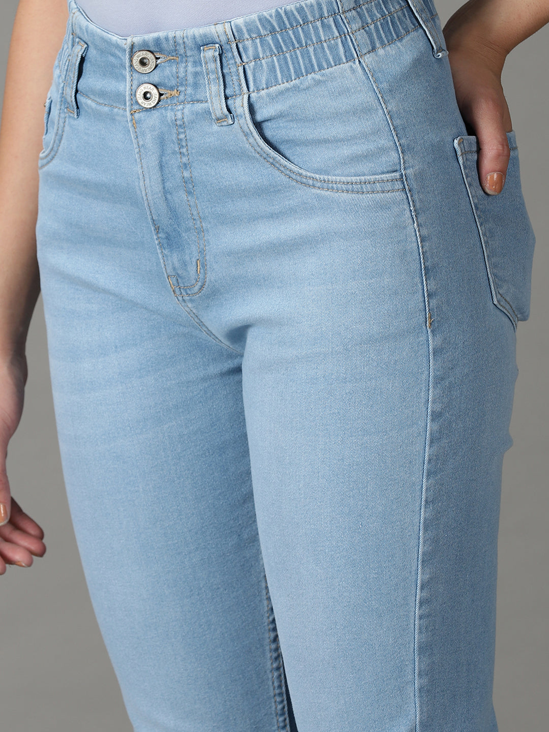 Women's Blue Boyfriend Fit High-Rise Stretchable Jeans