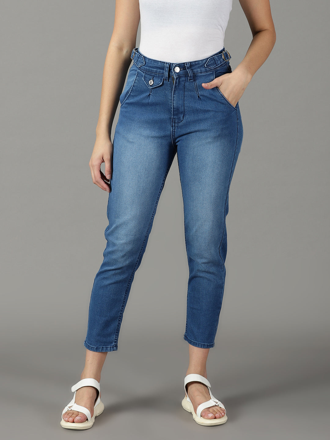 Women's Blue High-Rise Light Fade Stretchable Jeans