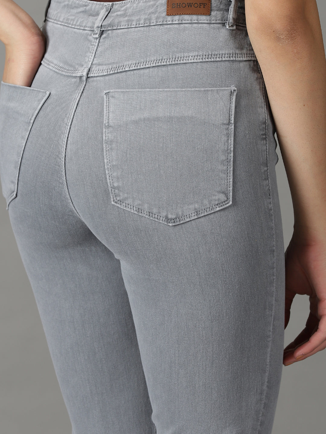 Women's Grey Bootcut High-Rise Stretchable Cotton Jeans