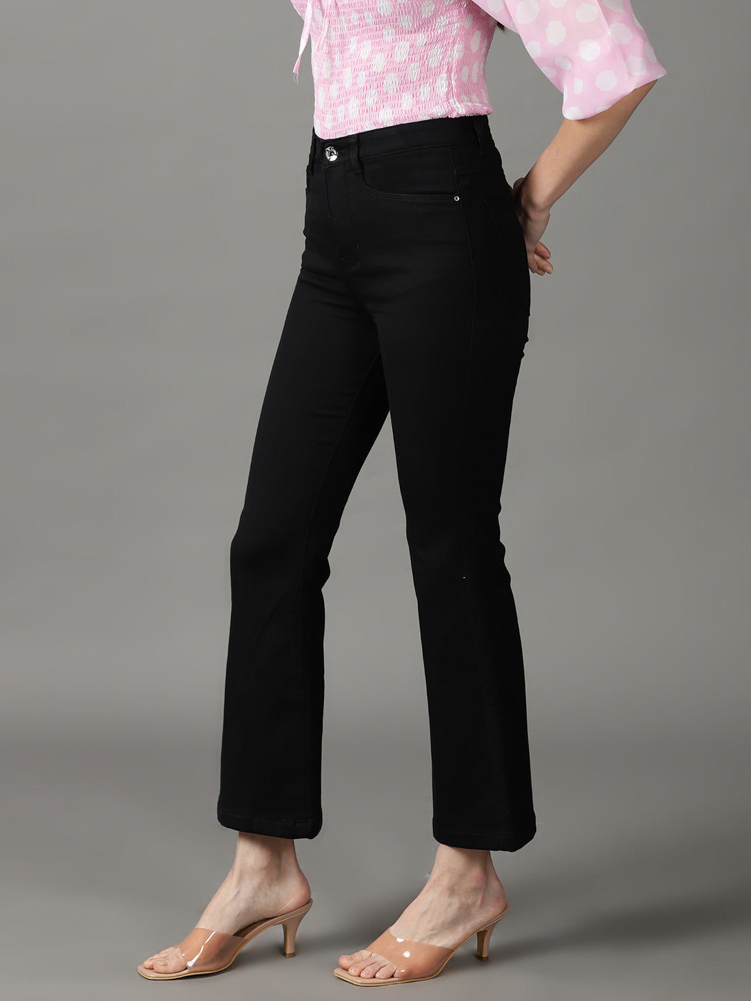 Women's Black Bootcut High-Rise Stretchable Jeans