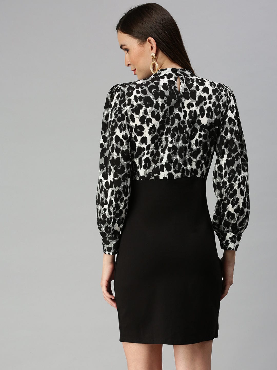 Women's Black Animal Sheath Dress