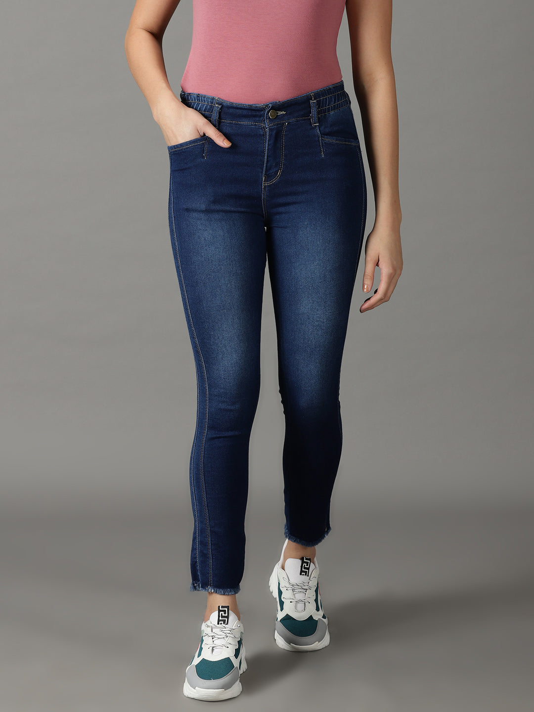 Women's Blue High-Rise Light Fade Stretchable Cotton Jeans