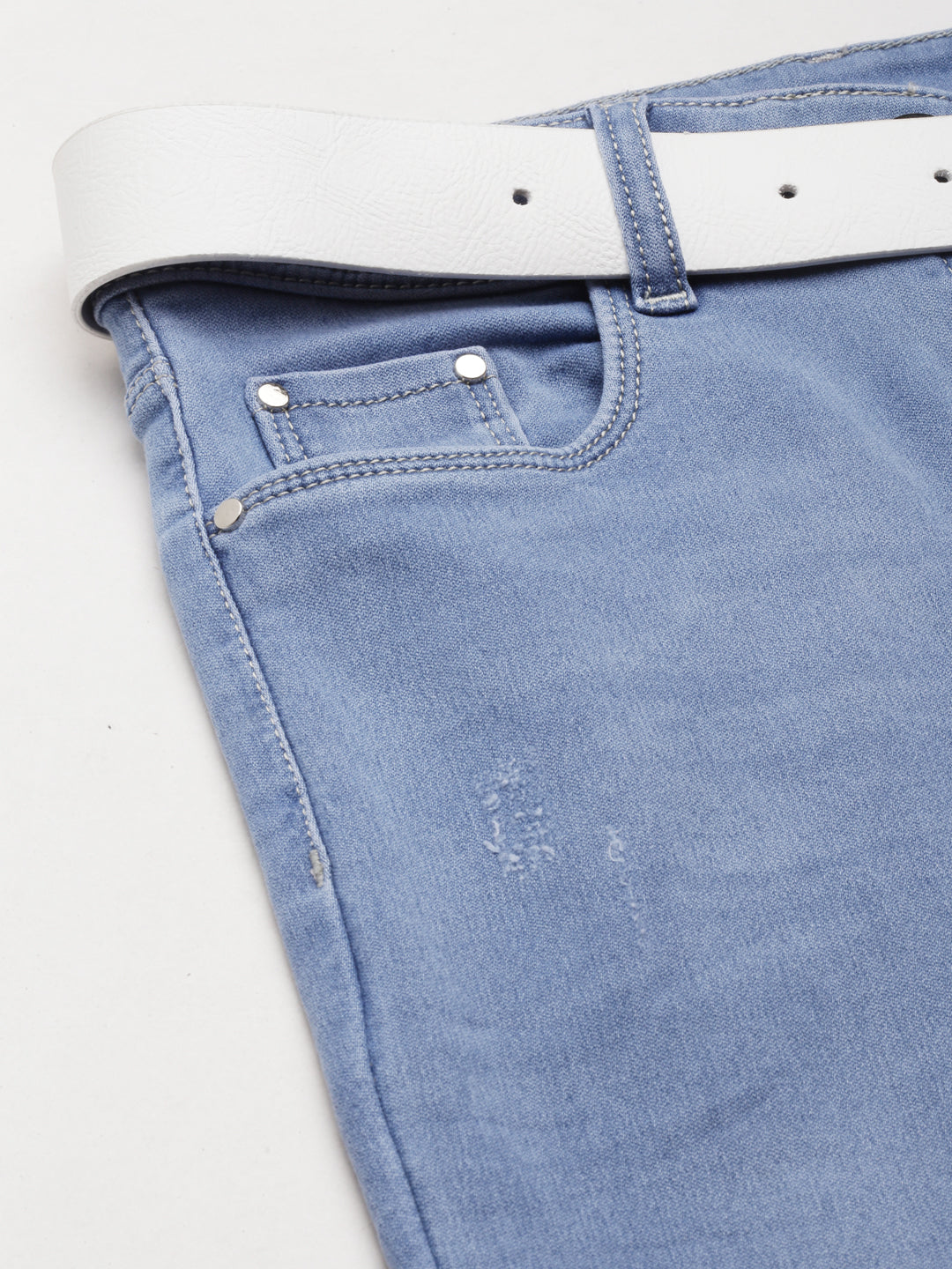 Women's Blue Skinny Fit Light Fade Acid Wash Denim Jeans