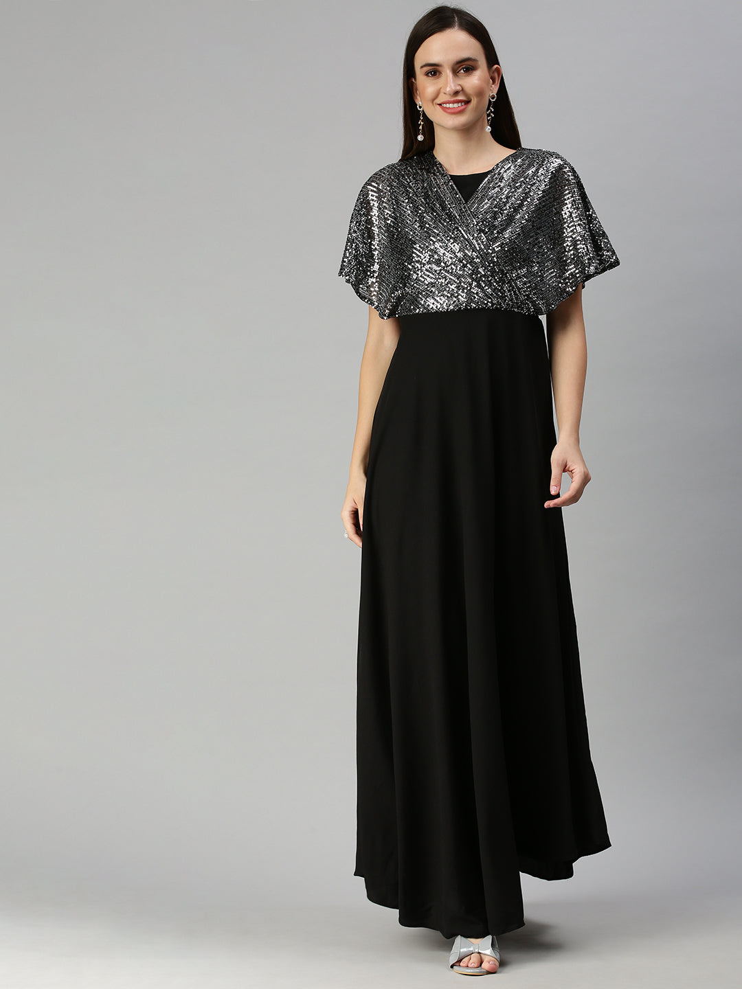 Women's Embellished Maxi Black Dress