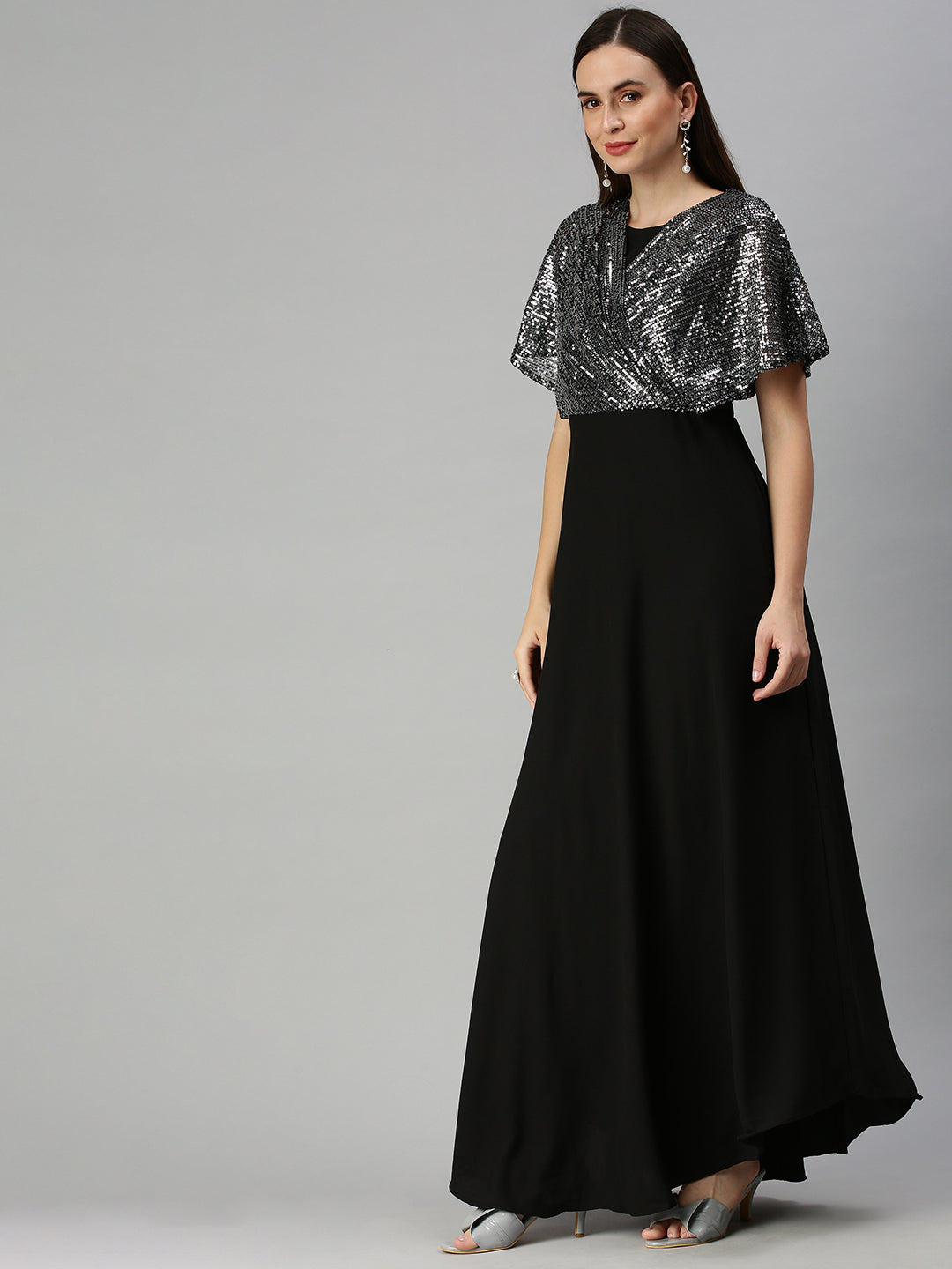 Women's Embellished Maxi Black Dress
