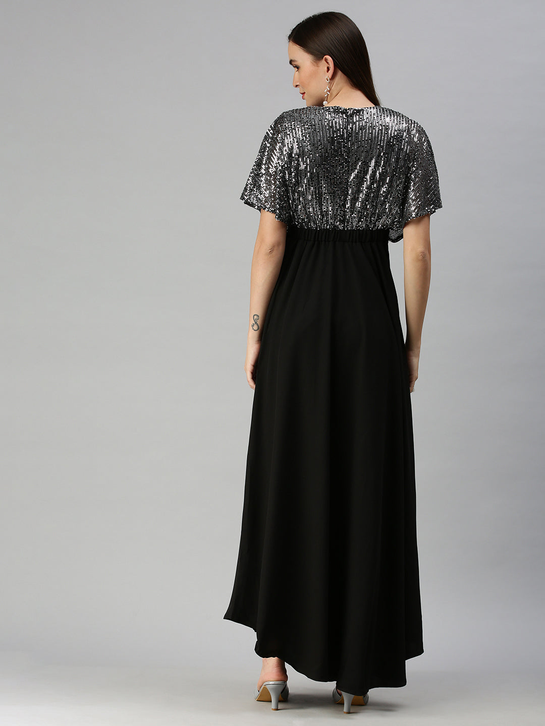 Women's Embellished Maxi Black Dress