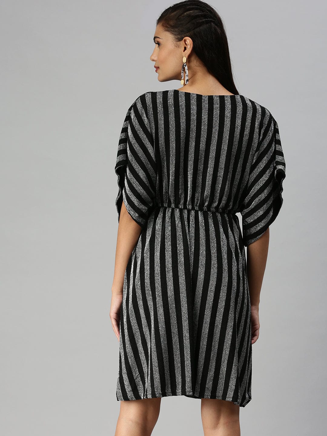 Women's Striped Kaftan Silver Dress