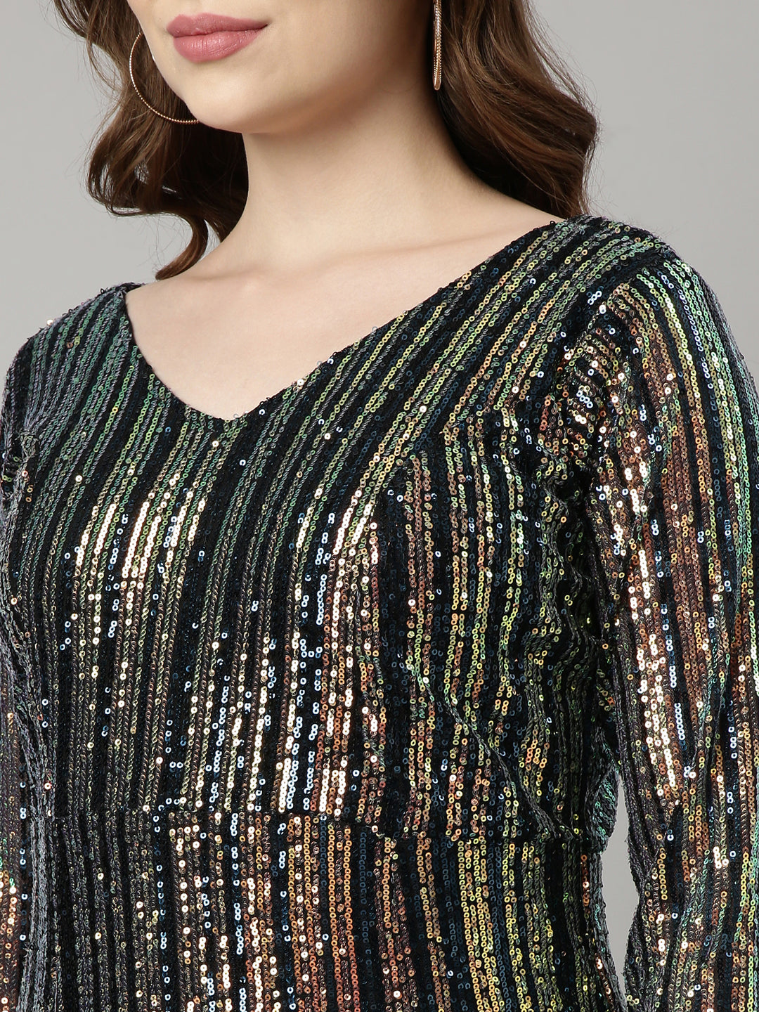 Women's Teal Embellished Maxi Party Wear Dress