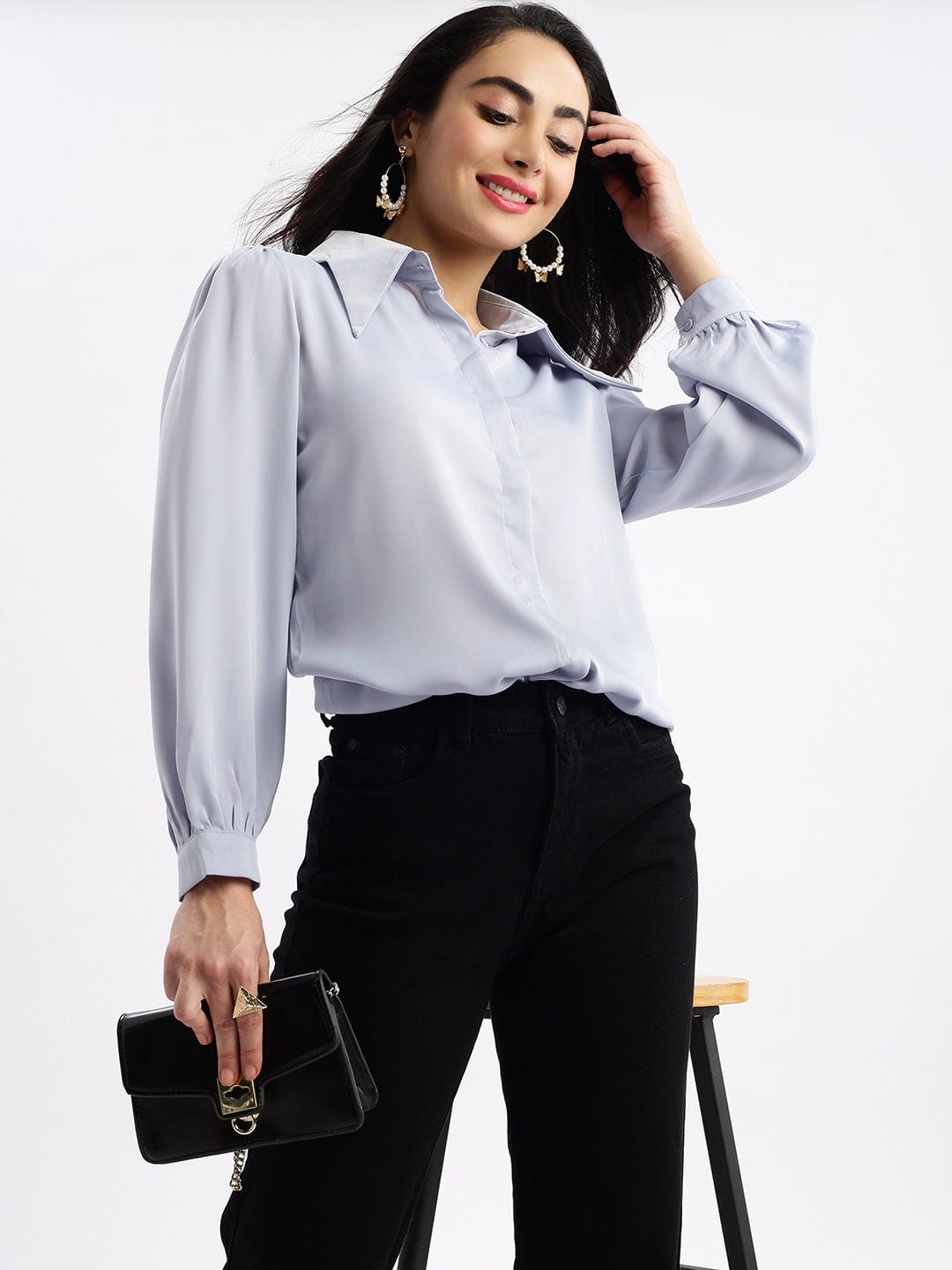 Women's Blue Standard Opaque Casual Shirt