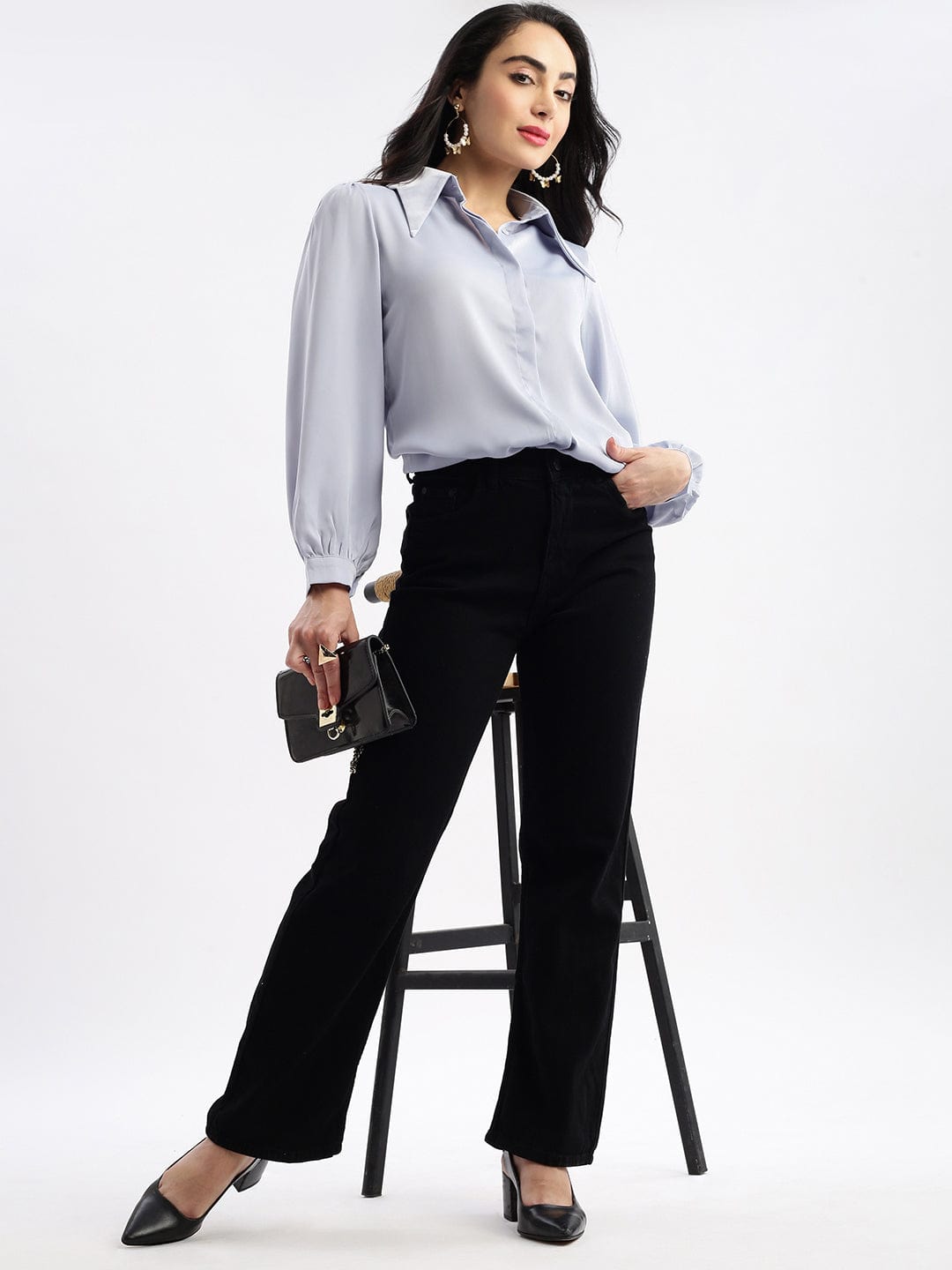Women's Blue Standard Opaque Casual Shirt