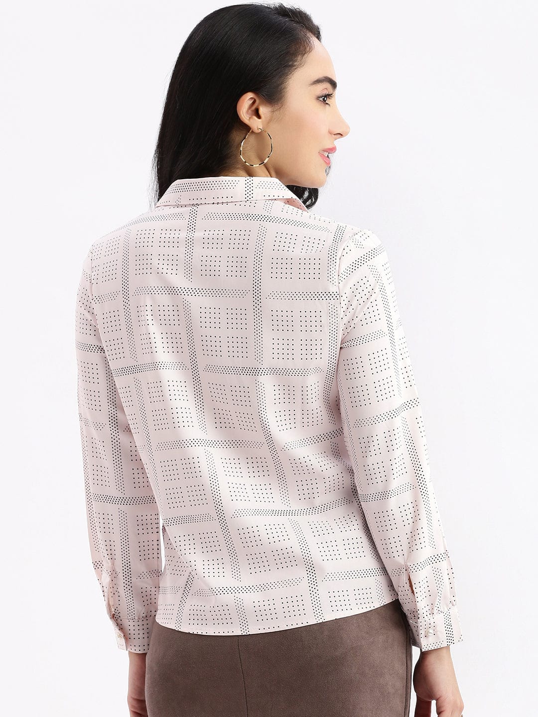 Women's Pink Standard Slim Fit Opaque Printed Casual Shirt