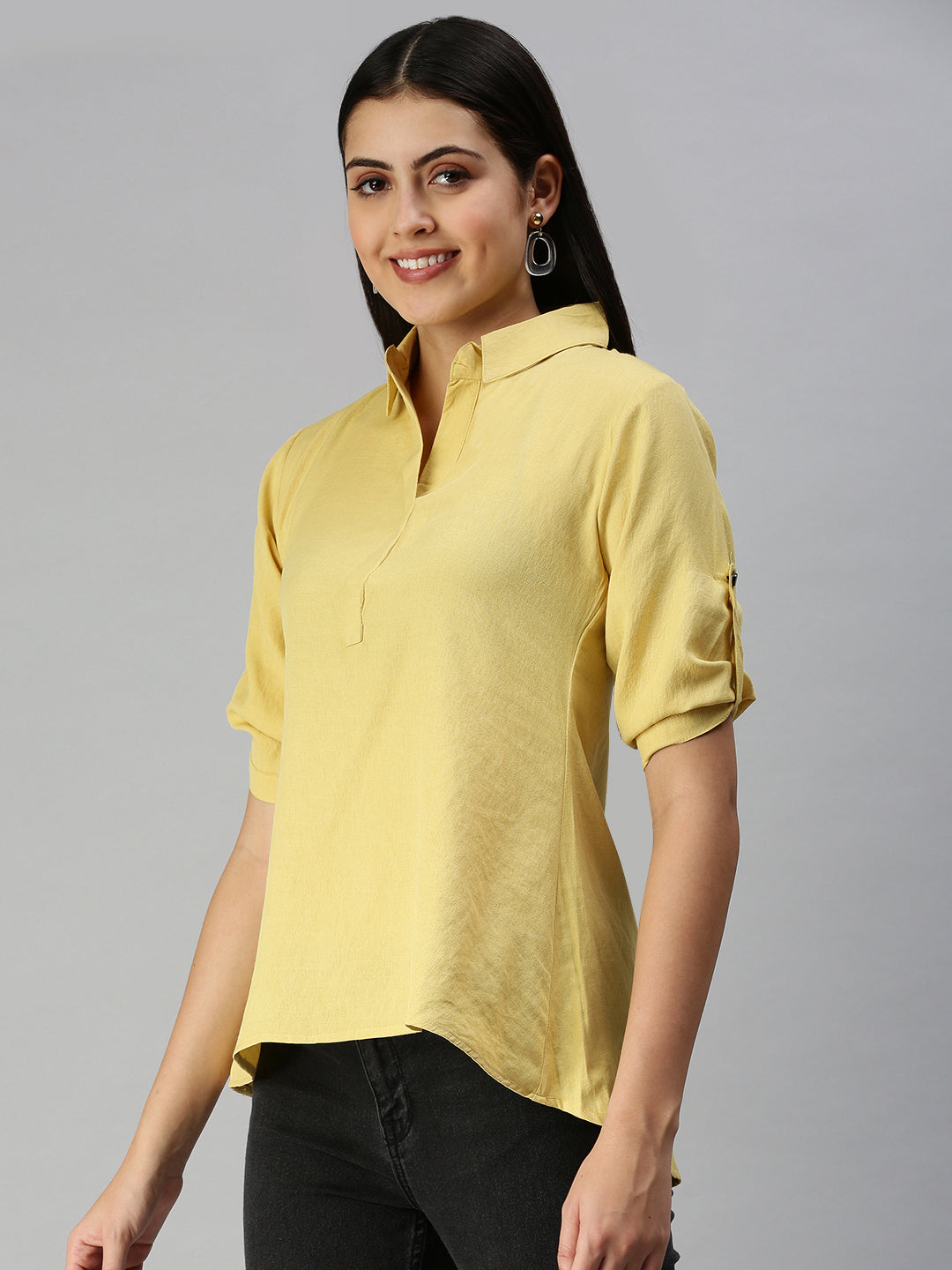 Women's Yellow Comfort Slim Fit Casual Shirt