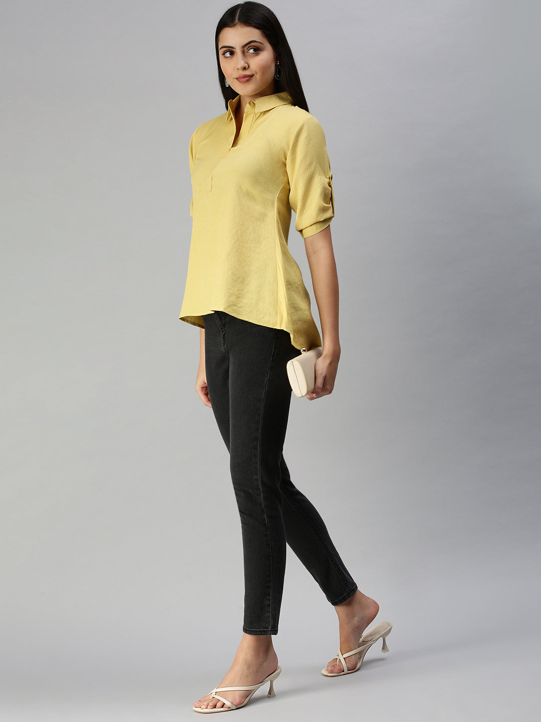 Women's Yellow Comfort Slim Fit Casual Shirt