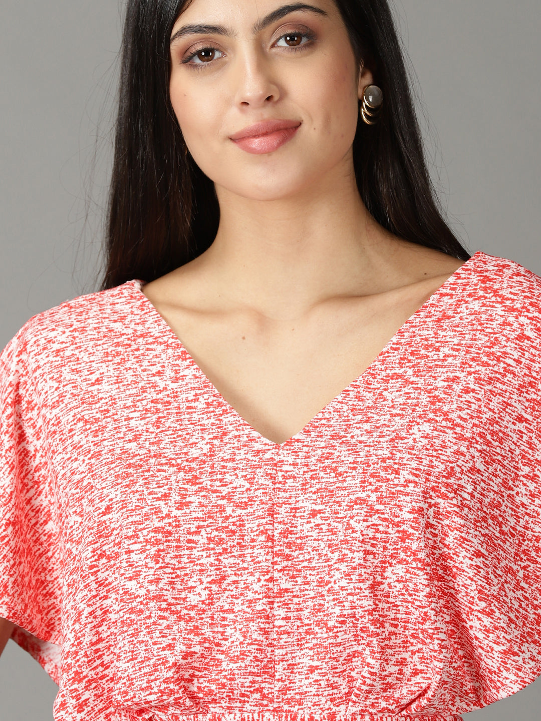 Women's Red Floral Print Crop Top