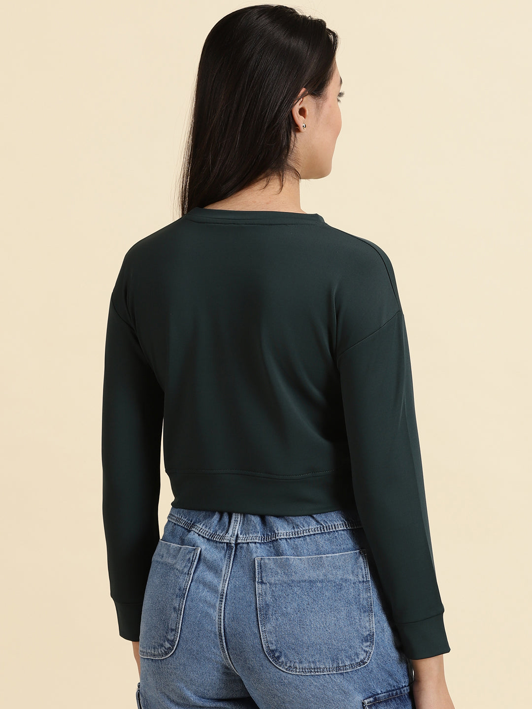 Women's Green Typography Print Crop Top