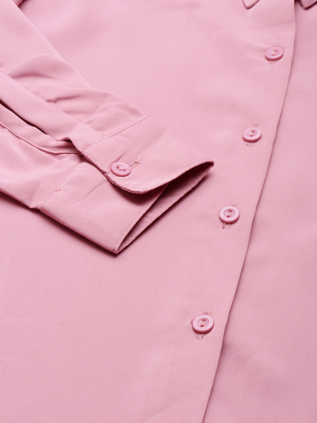 Women's Pink Spread Collar Classic Fit Casual Shirt