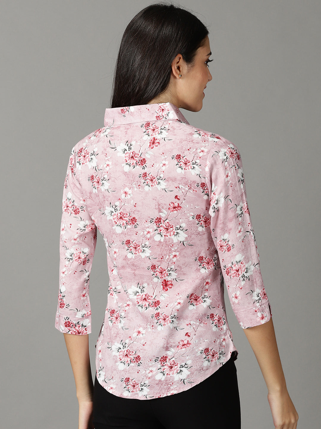 Women's Mauve Floral Printed Casual Shirt