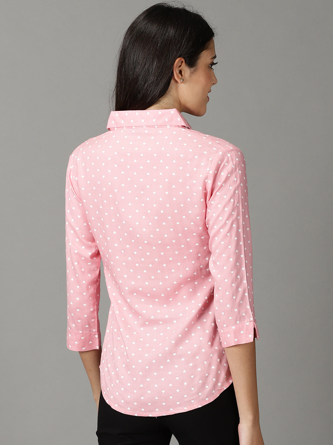 Women's Pink Printed Casual Shirt