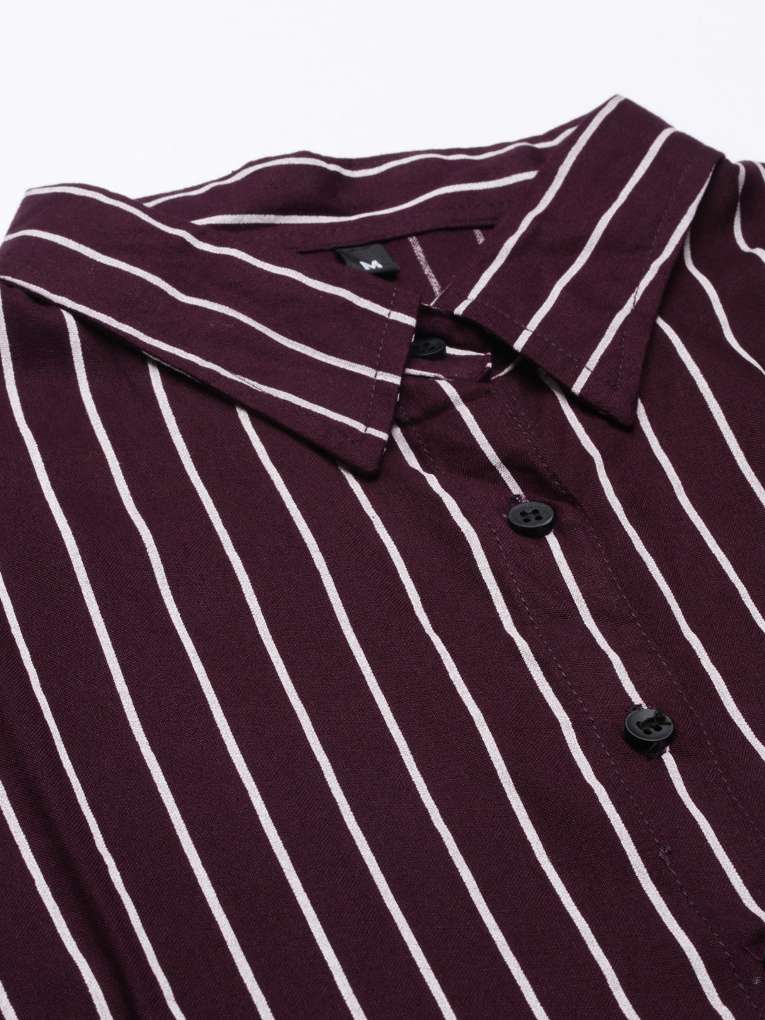Women's Purple Classic Vertical Striped Cotton Slim Fit Casual Shirt