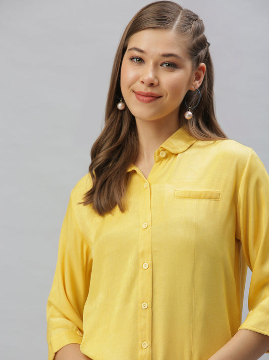 Women's Yellow Comfort Regular Fit Casual Shirt