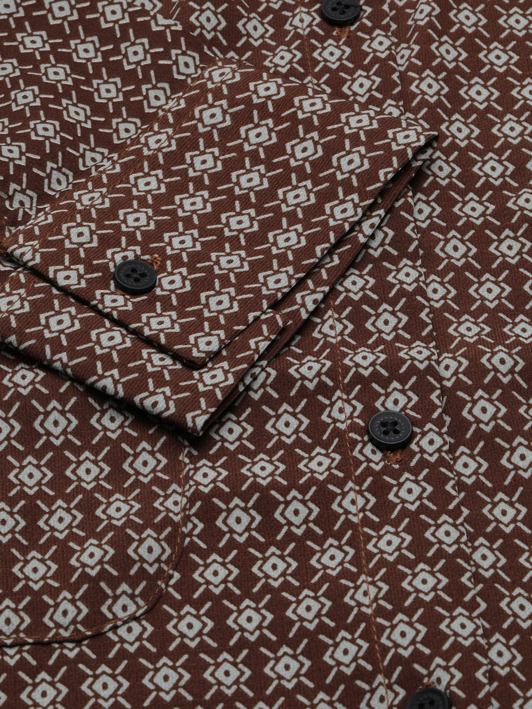 Women's Brown Slim Fit Geometric Printed Casual Shirt