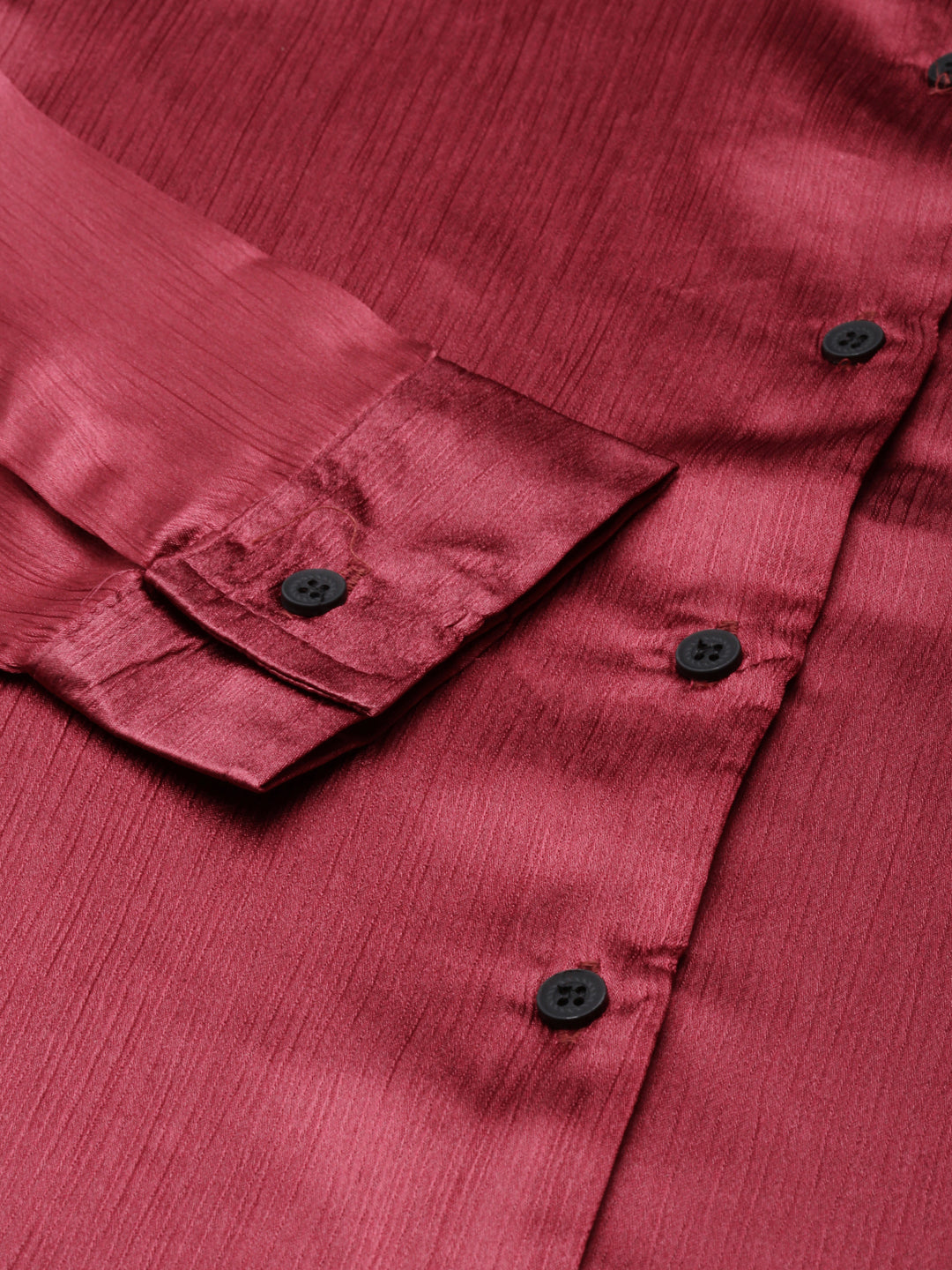 Women's Maroon Slim Fit Crepe Casual Shirt