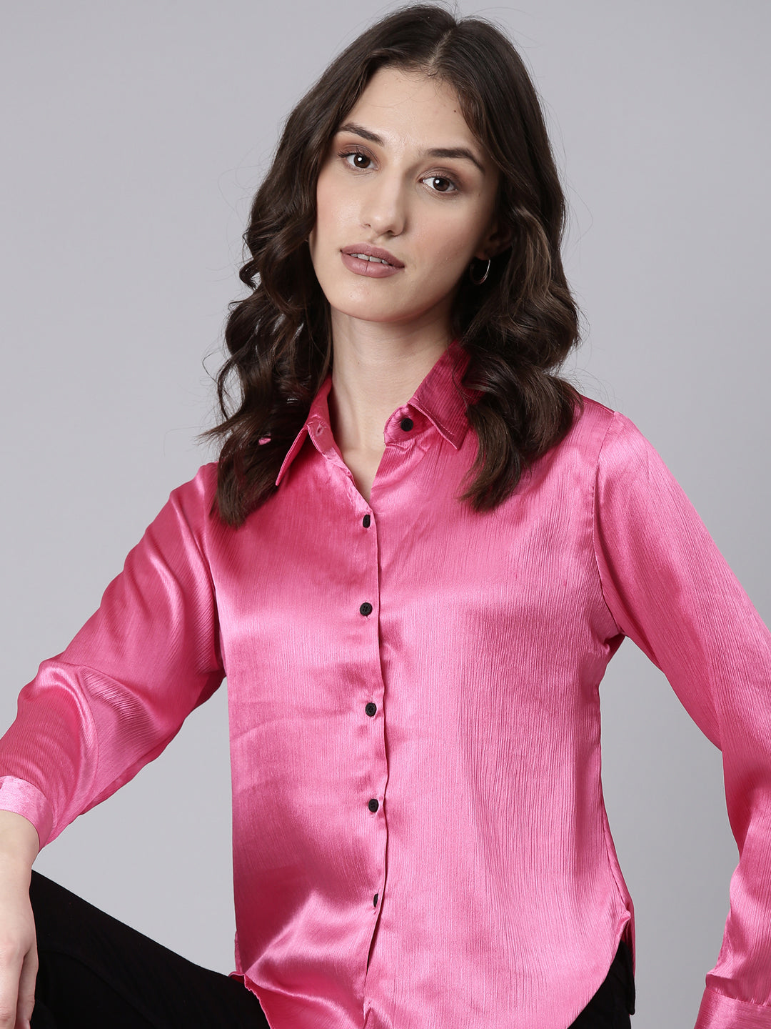 Women's Pink Slim Fit Casual Shirt