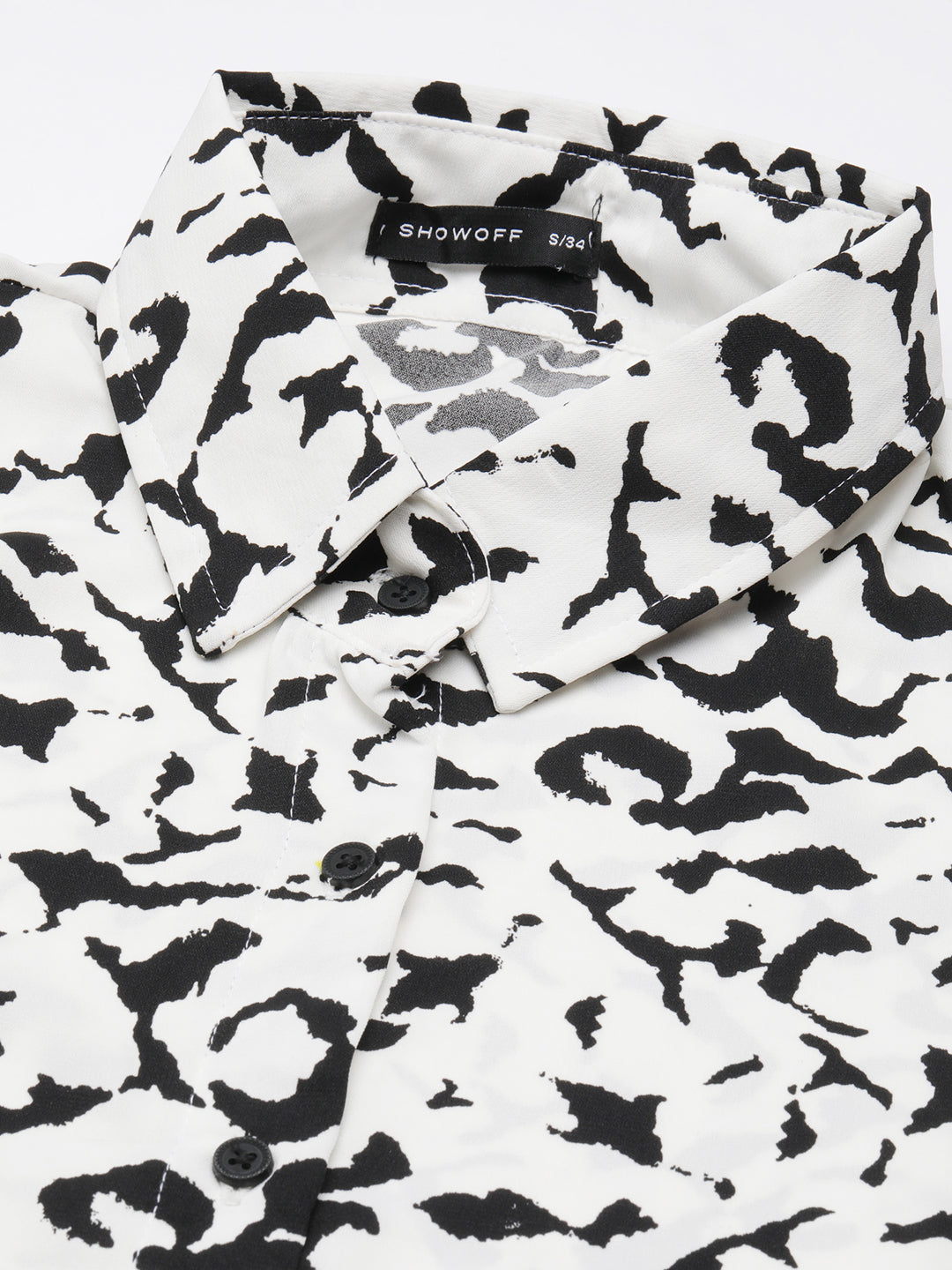 Women's White Abstract Printed Casual Shirt