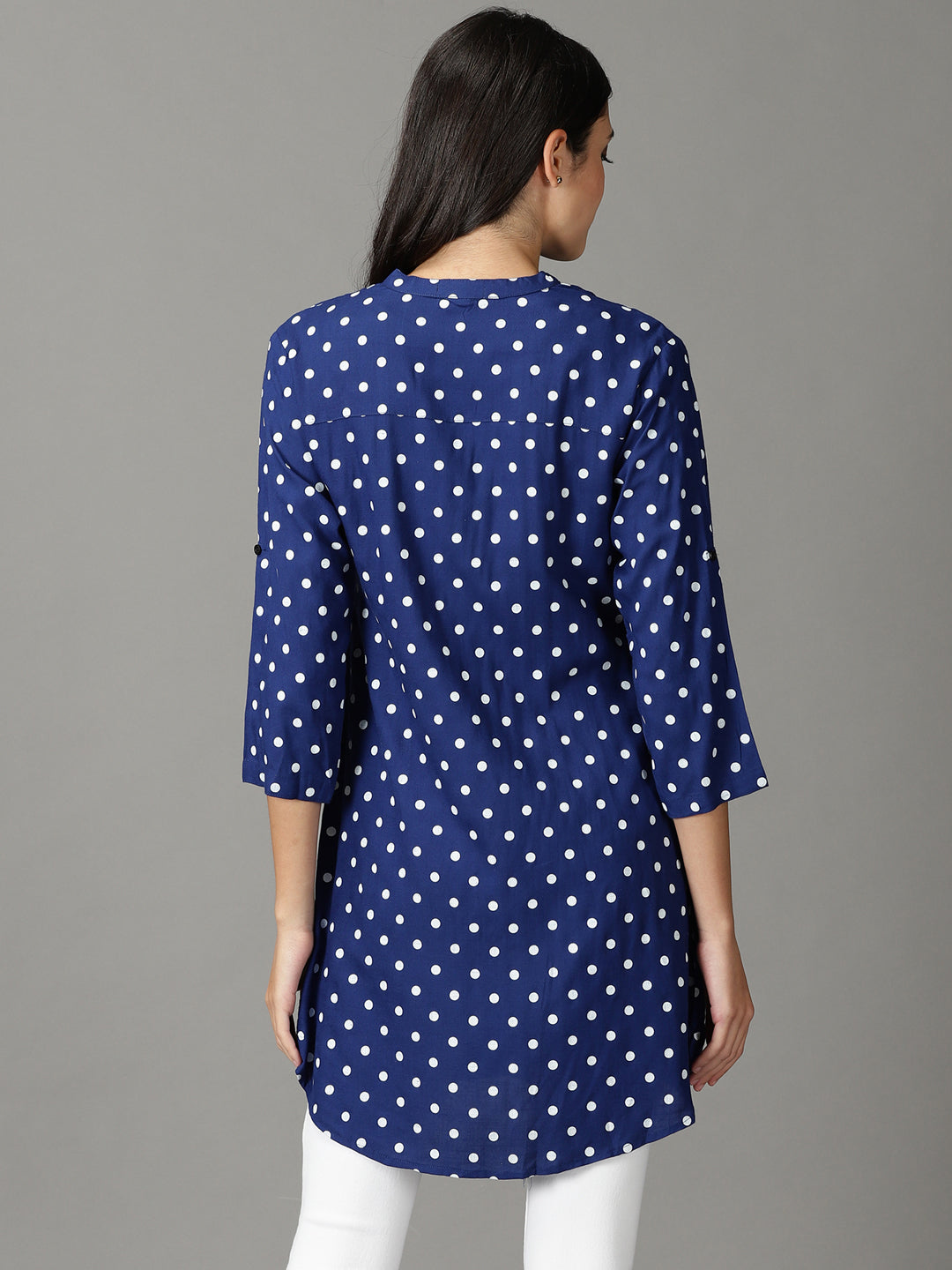 Women's Blue Printed Casual Shirt