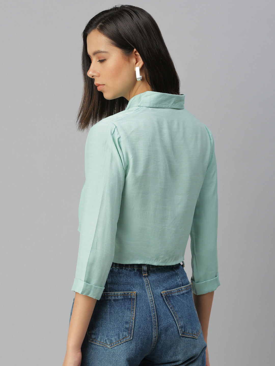 Women's Sea Green Comfort Boxy Casual Shirt