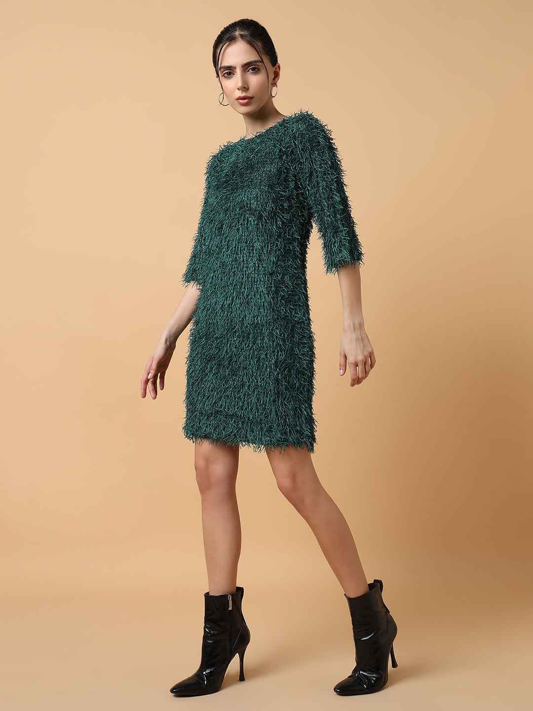Women's Solid Sheath Green Dress