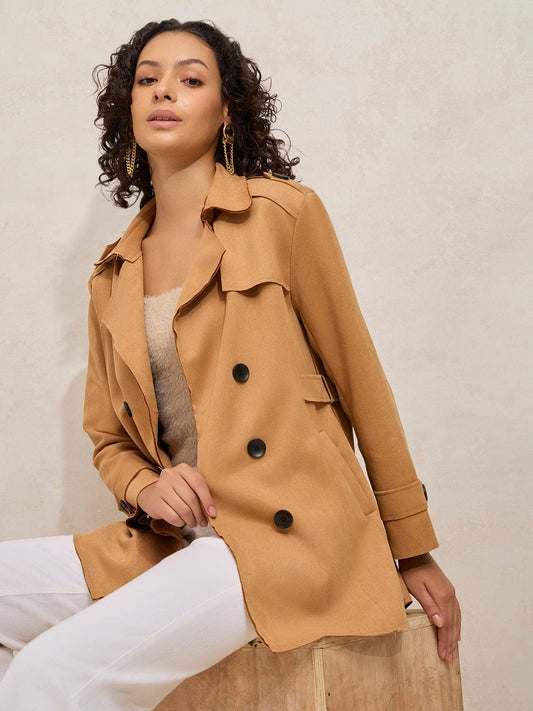 Women's Brown Short Trench Coat