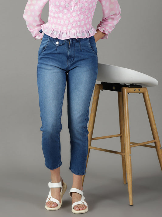 Women's Blue High-Rise Light Fade Stretchable Jeans